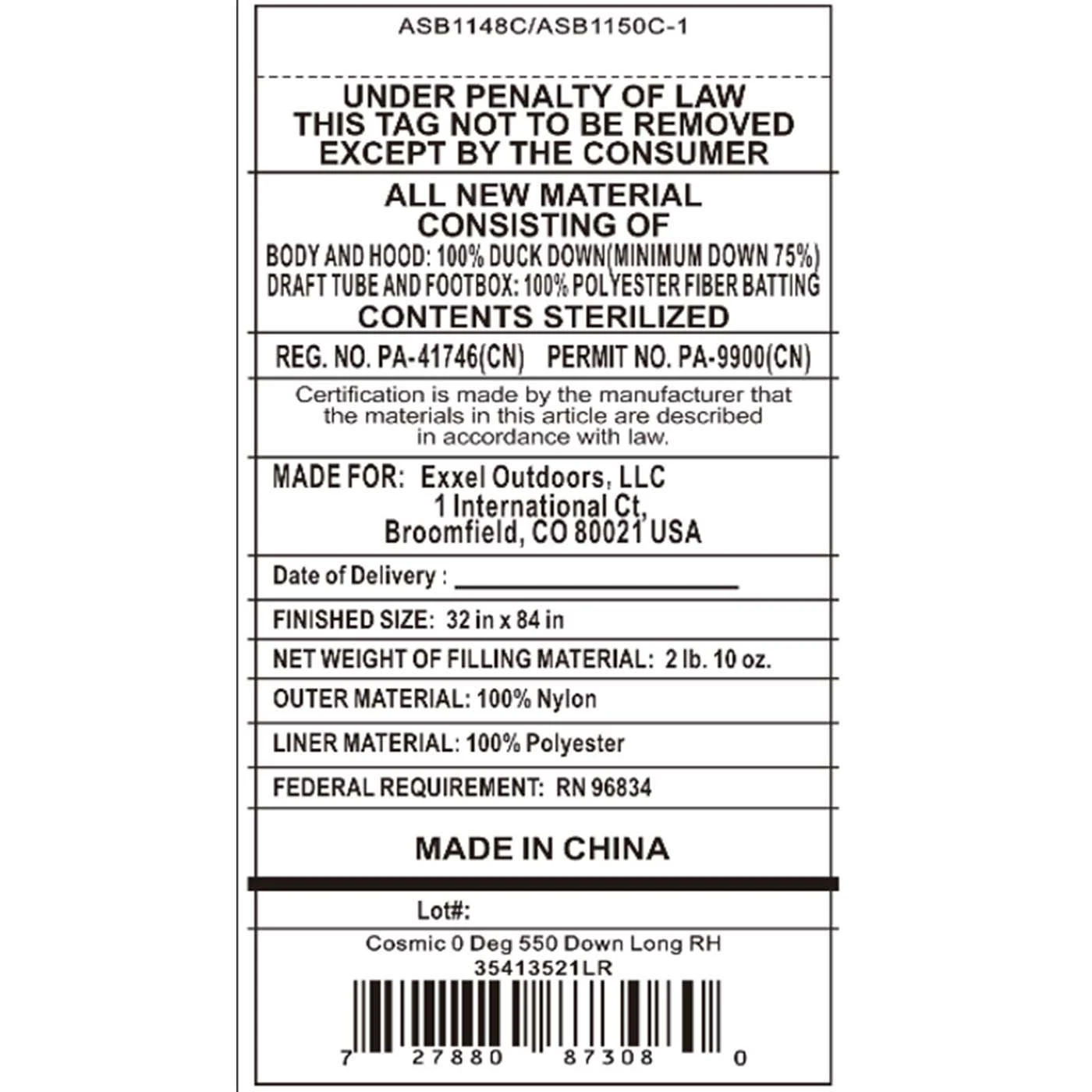 Kelty Cosmic 0 Deg 550 Down Sleeping Bag, Long Size, Right-Hand 6 Kelty Cosmic 0 Deg 550 Down Sleeping Bag, Long Size, Right-Hand - Image 6