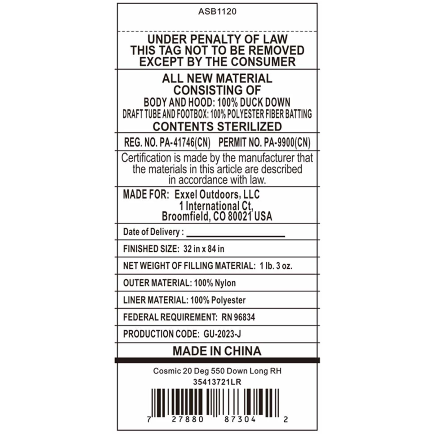 Kelty Cosmic 20 Deg 550 Down Sleeping Bag, Long Size, Right-Hand 6 Kelty Cosmic 20 Deg 550 Down Sleeping Bag, Long Size, Right-Hand - Image 6