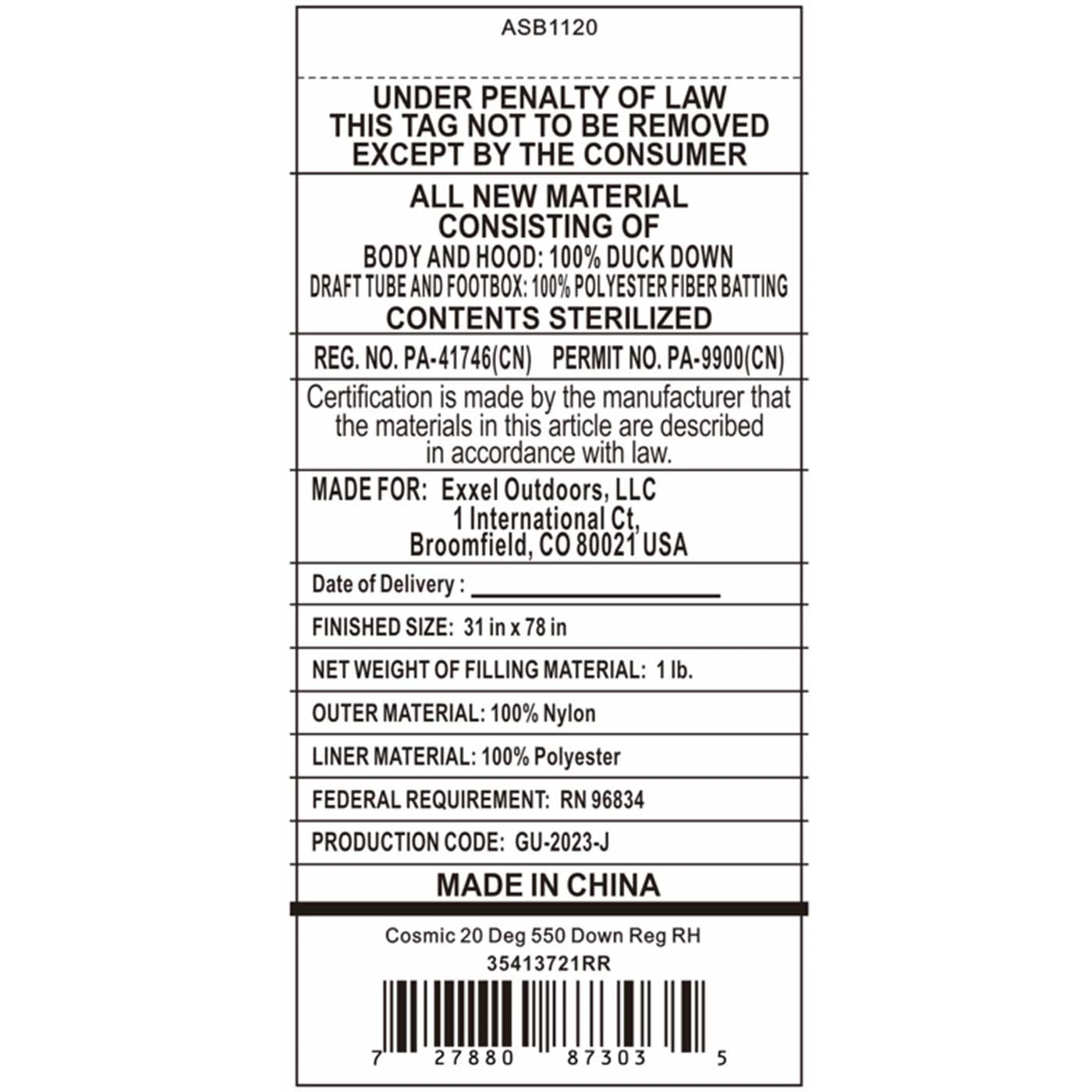 Kelty Cosmic 20 Deg 550 Down Sleeping Bag, Regular Size, Right-Hand 6 Kelty Cosmic 20 Deg 550 Down Sleeping Bag, Regular Size, Right-Hand - Image 6