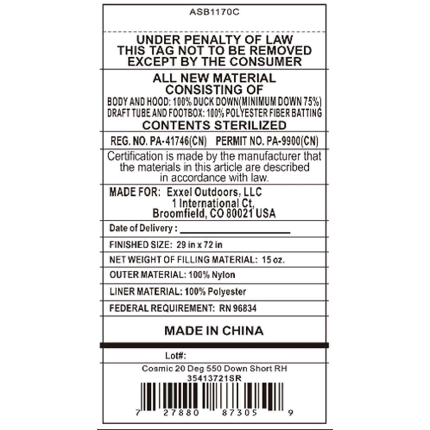 Kelty Cosmic 20 Deg 550 Down Sleeping Bag, Short Size, Right-Hand 6 Kelty Cosmic 20 Deg 550 Down Sleeping Bag, Short Size, Right-Hand - Image 6