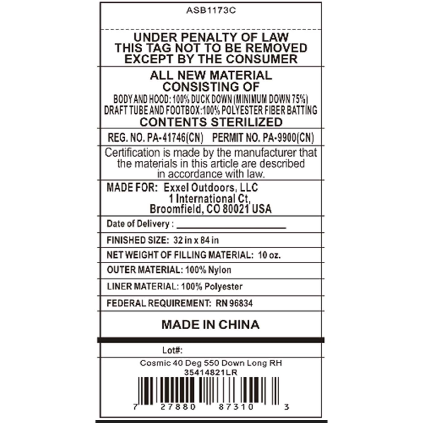 Kelty Cosmic 40 Deg 550 Down Sleeping Bag, Long Size, Right-Hand 5 Kelty Cosmic 40 Deg 550 Down Sleeping Bag, Long Size, Right-Hand - Image 5