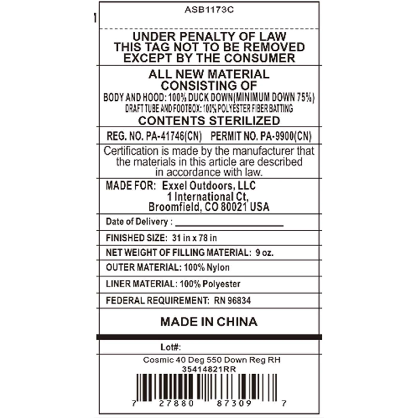 Kelty Cosmic 40 Deg 550 Down Sleeping Bag, Regular Size, Right-Hand 5 Kelty Cosmic 40 Deg 550 Down Sleeping Bag, Regular Size, Right-Hand - Image 5