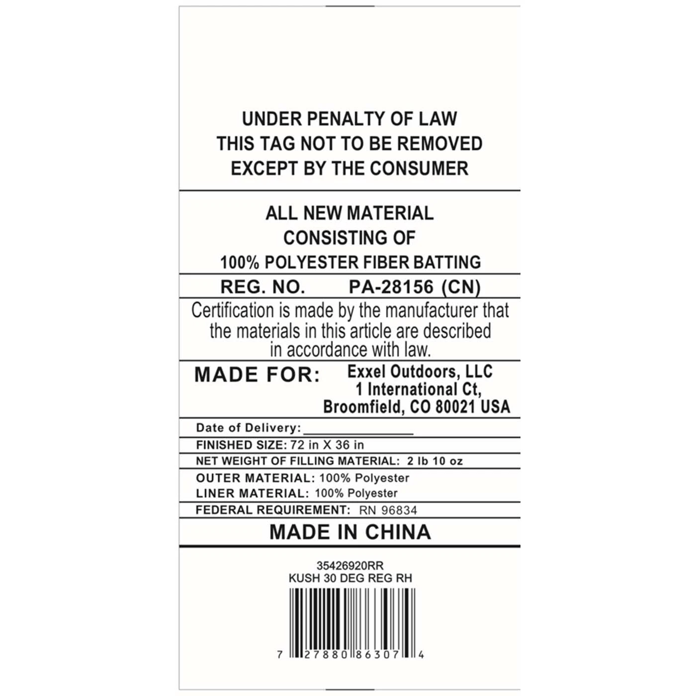 Kelty Kush 30 Deg Sleeping Bag, Regular Size, Right-Hand 5 Kelty Kush 30 Deg Sleeping Bag, Regular Size, Right-Hand - Image 5