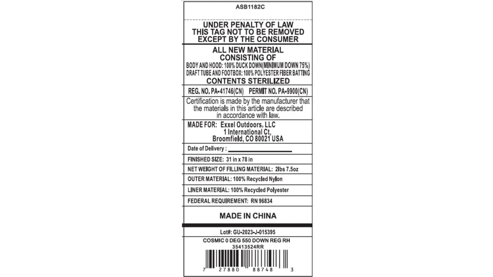 Kelty Cosmic 0 Deg 550 Down Sleeping Bag 16 Kelty Cosmic 0 Deg 550 Down Sleeping Bag - Image 16